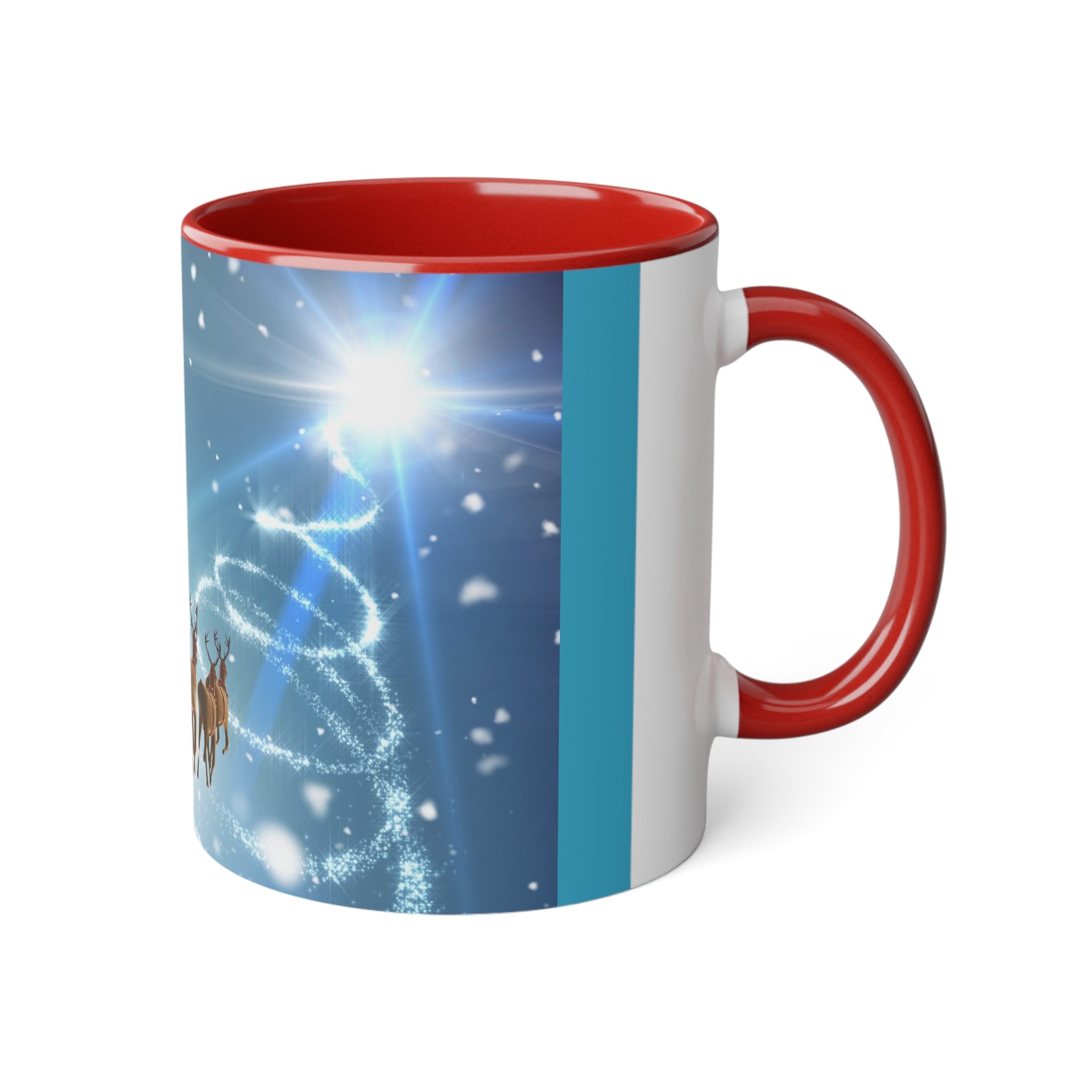 White Accent Santa Printed Mug, 11oz