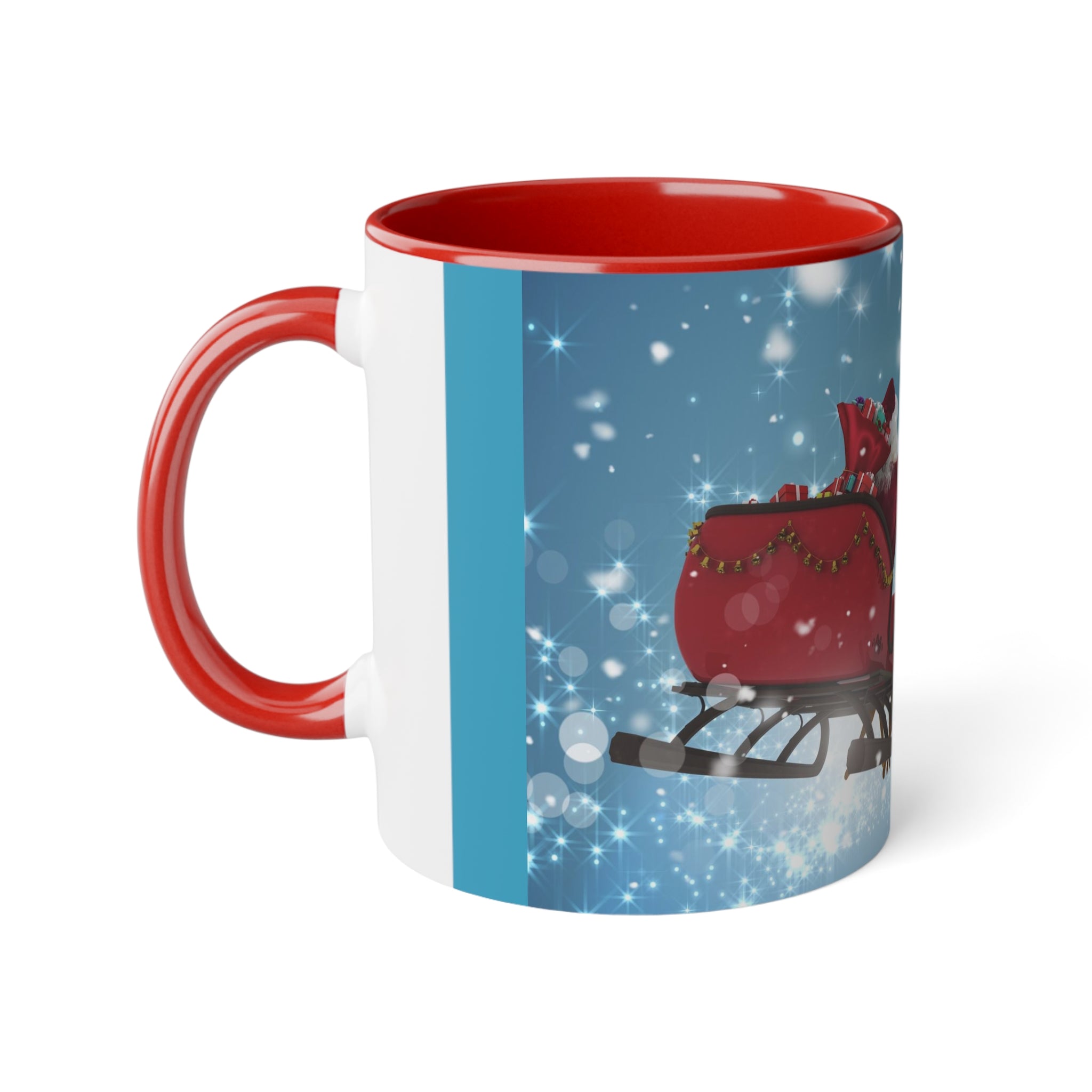 White Accent Santa Printed Mug, 11oz