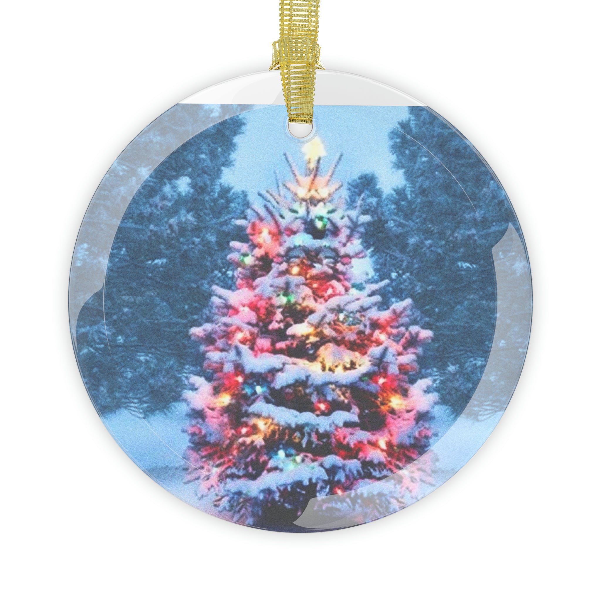 Christmas tree Printed Glass Ornaments