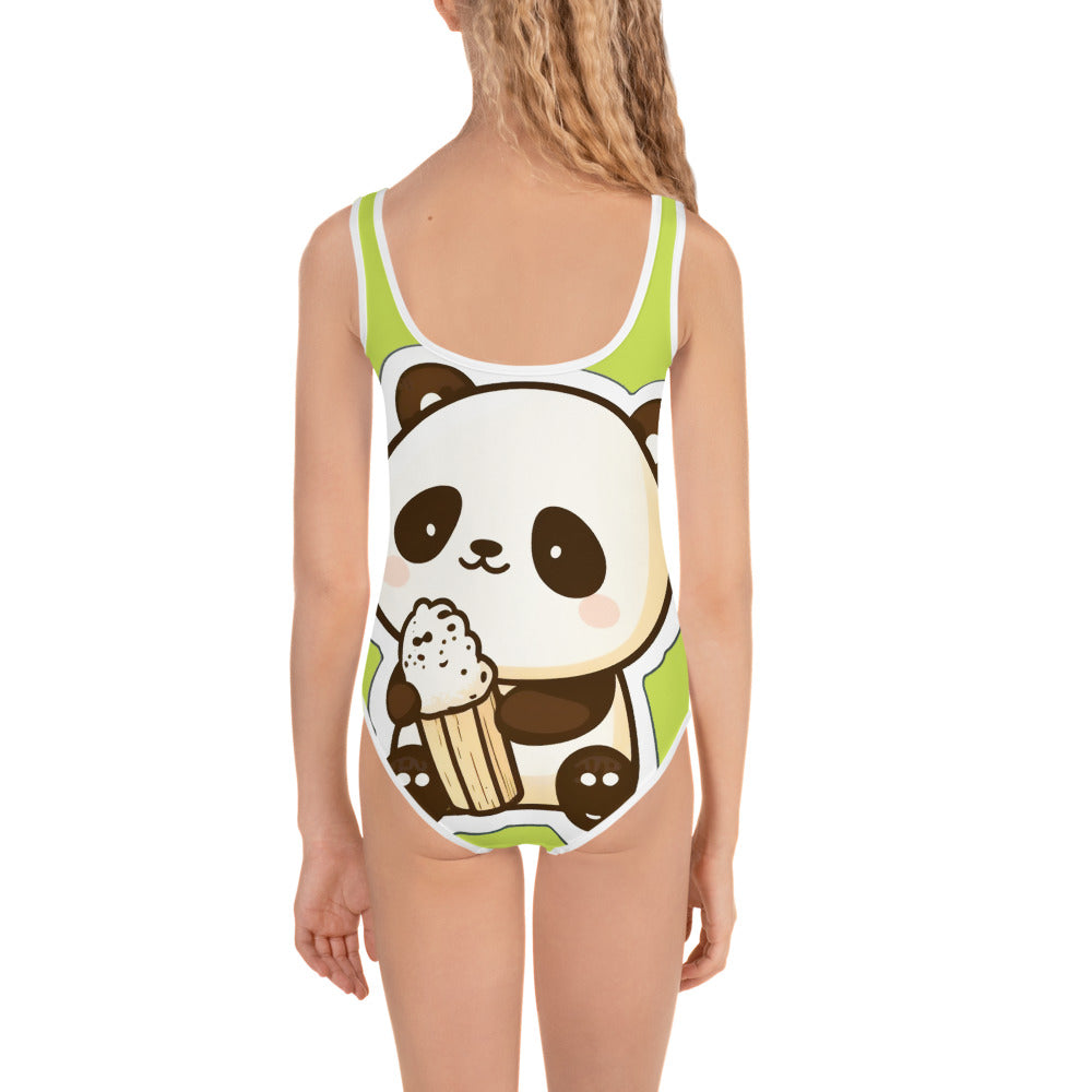 All-Over Panda Printed Kids Swimsuit