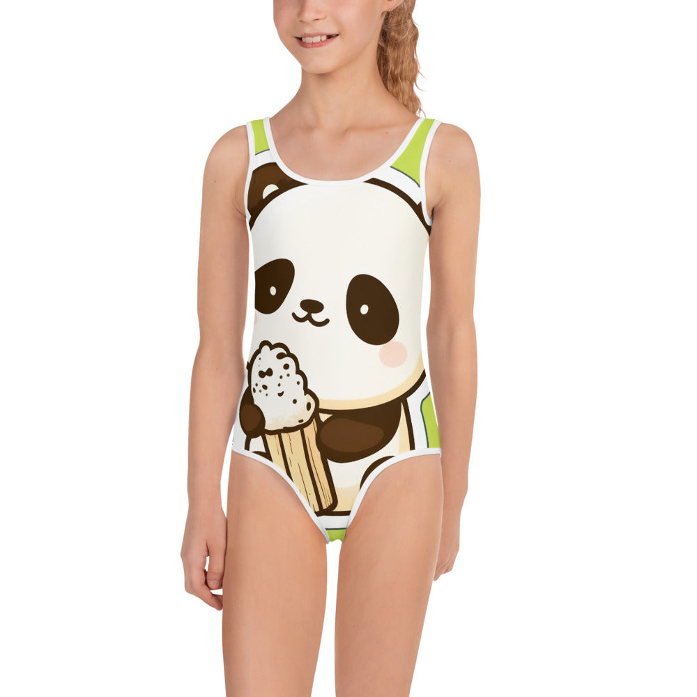 All-Over Panda Printed Kids Swimsuit