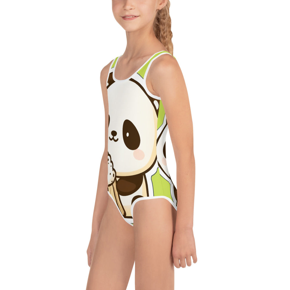 All-Over Panda Printed Kids Swimsuit