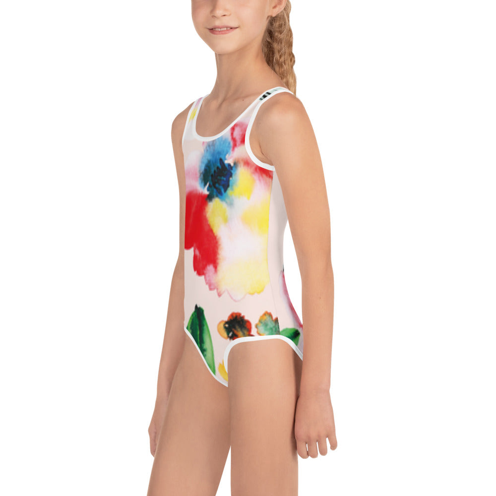 All-Over Red and Green Printed Kids Swimsuit