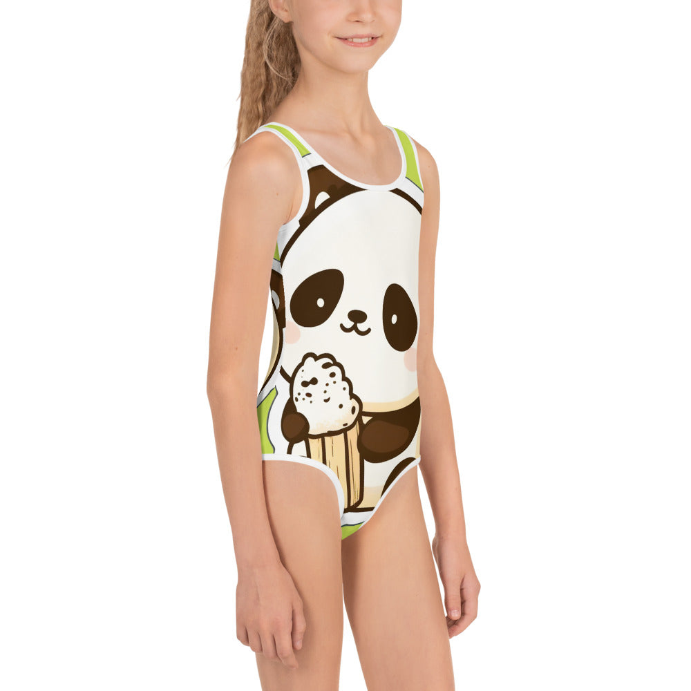 All-Over Panda Printed Kids Swimsuit