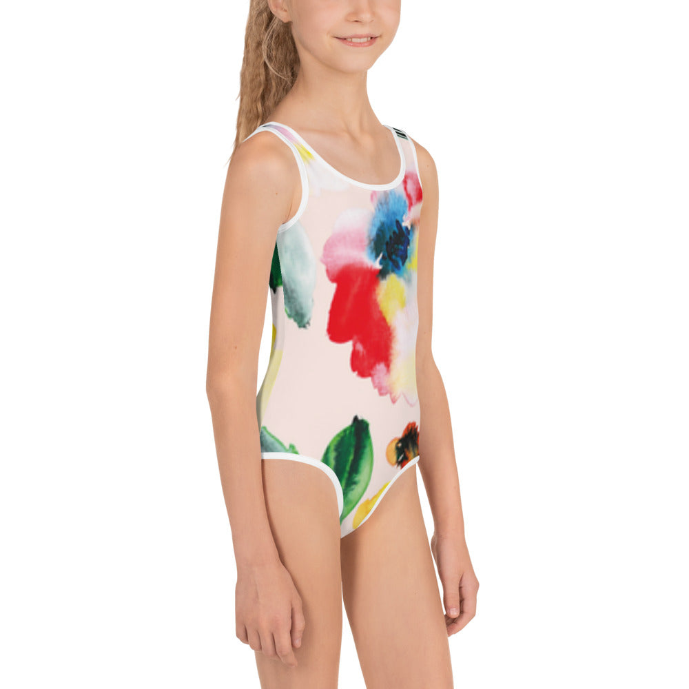 All-Over Red and Green Printed Kids Swimsuit