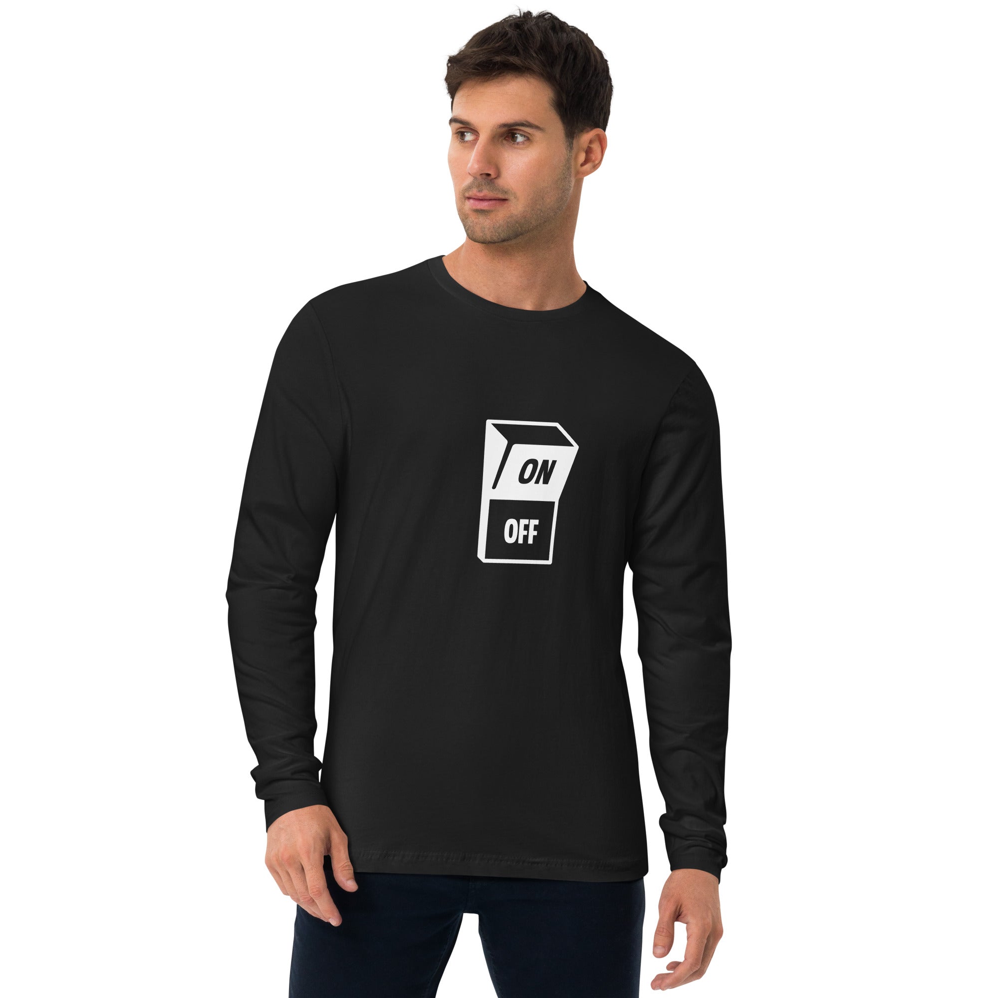Long Sleeve On Off Switch Printed Fitted Crew