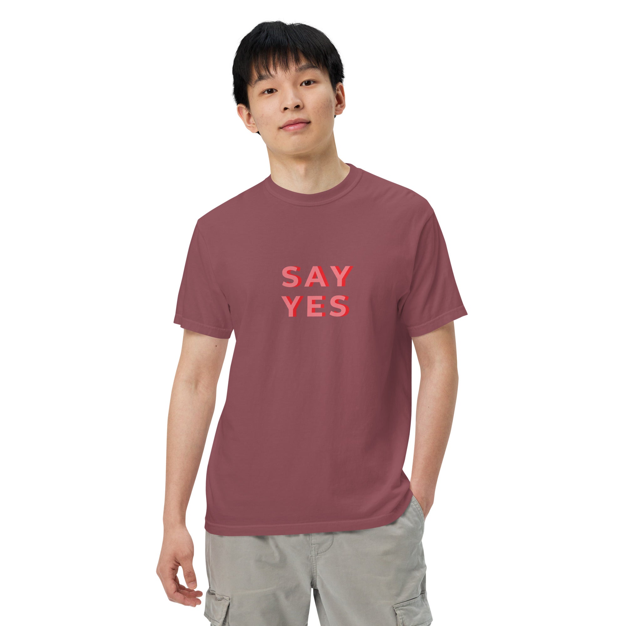 Men’s garment-dyed heavyweight t-shirt | Say yes