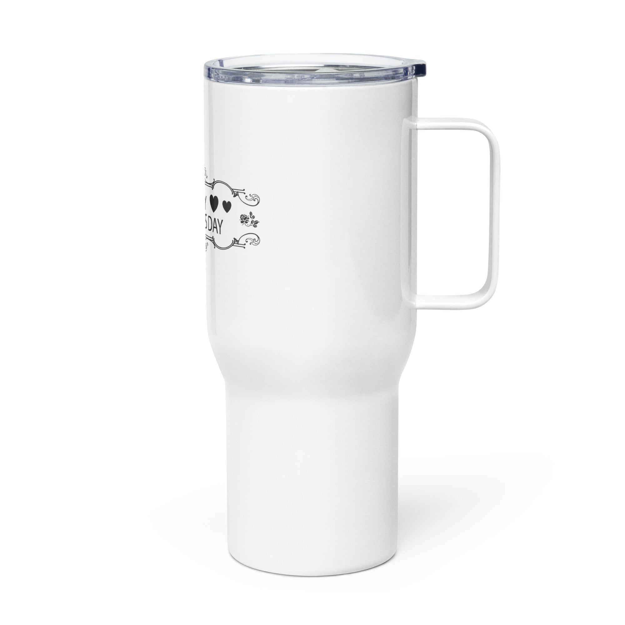 Travel mug with a handle