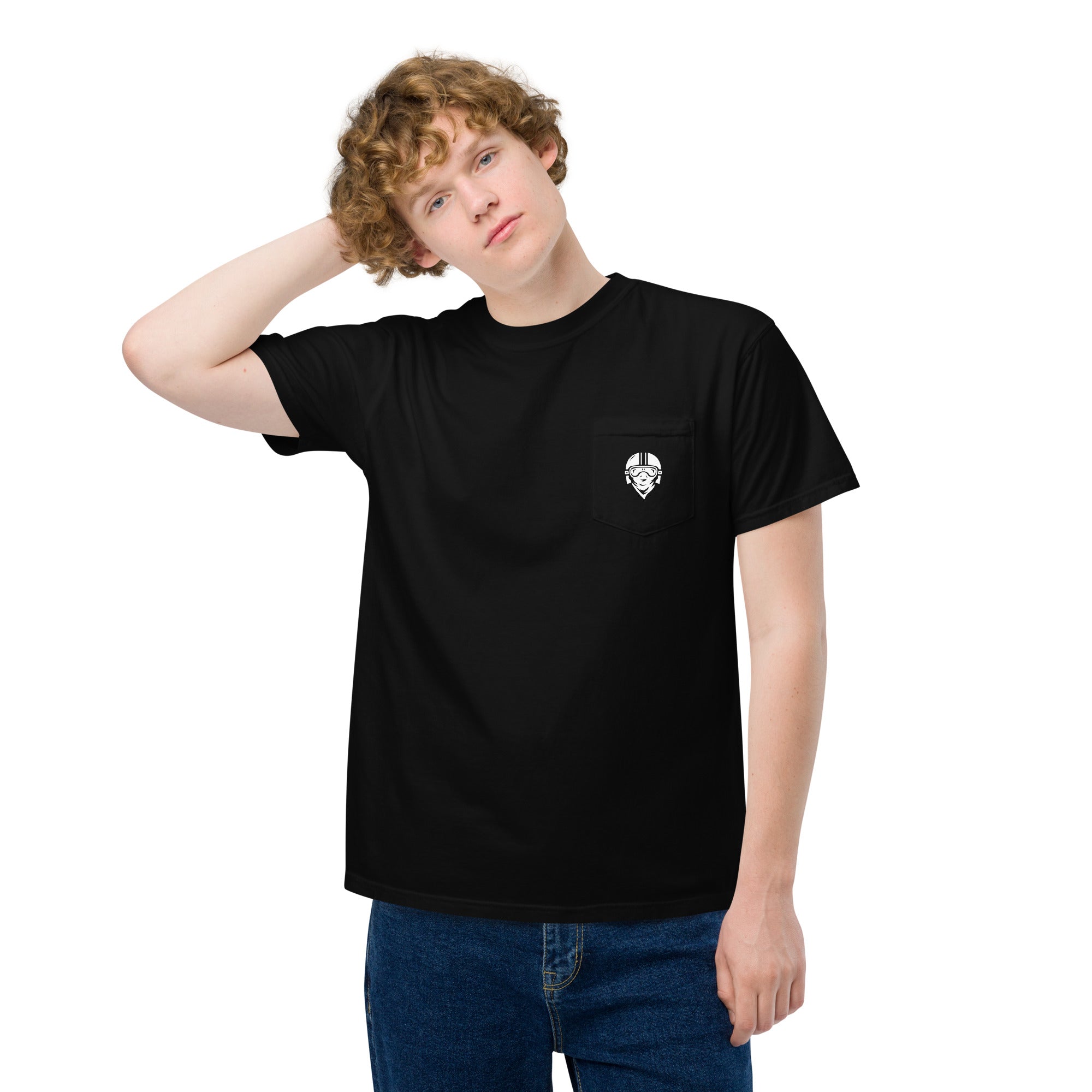 Unisex garment-dyed pocket t-shirt with Rider Logo