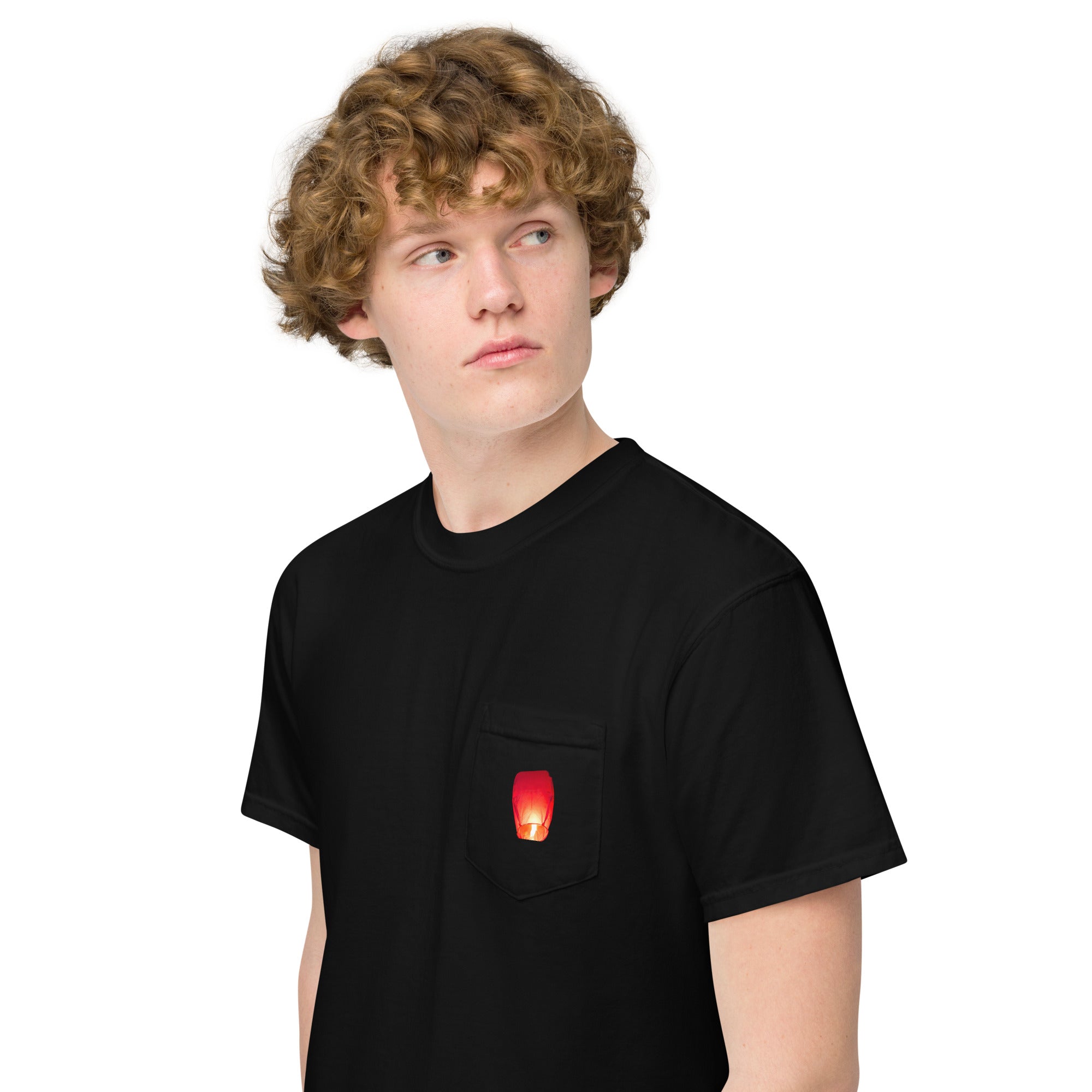 Men's garment-dyed pocket t-shirt with the lantern