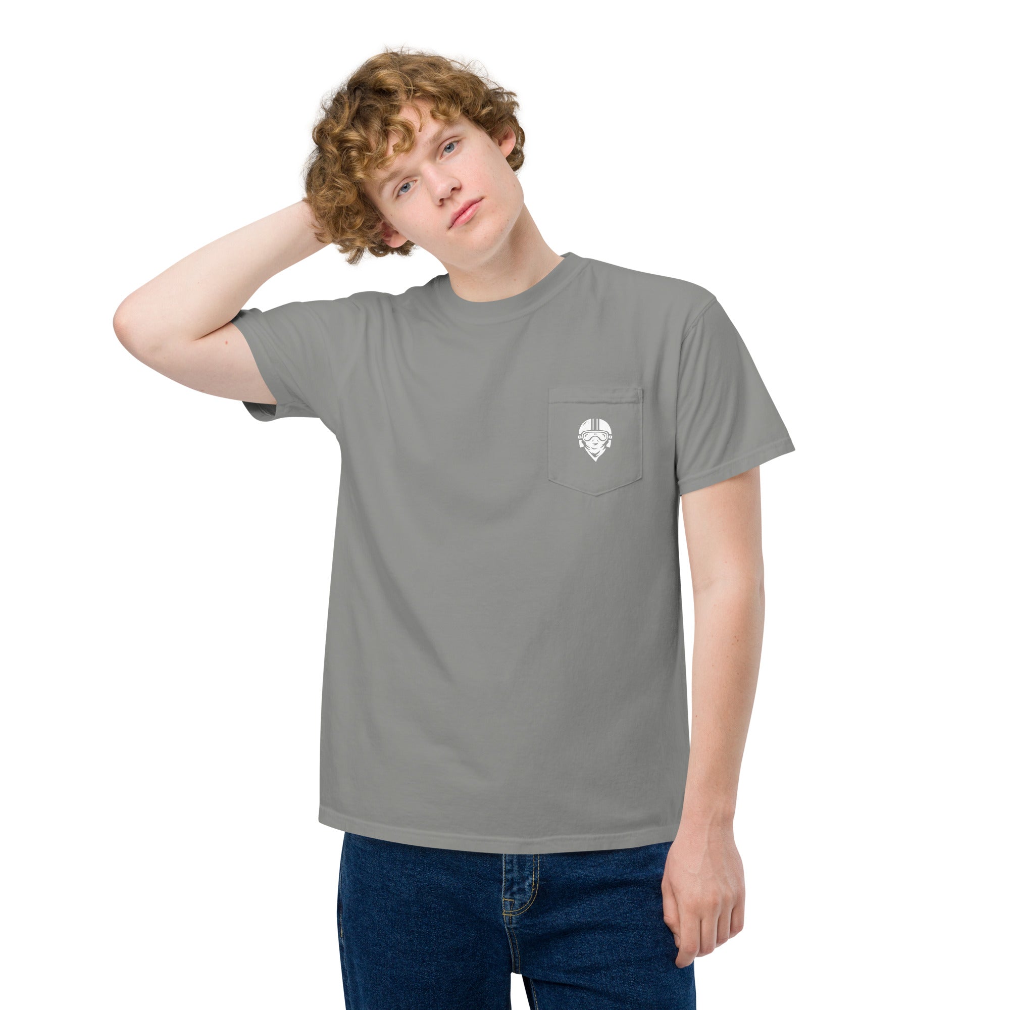 Unisex garment-dyed pocket t-shirt with Rider Logo