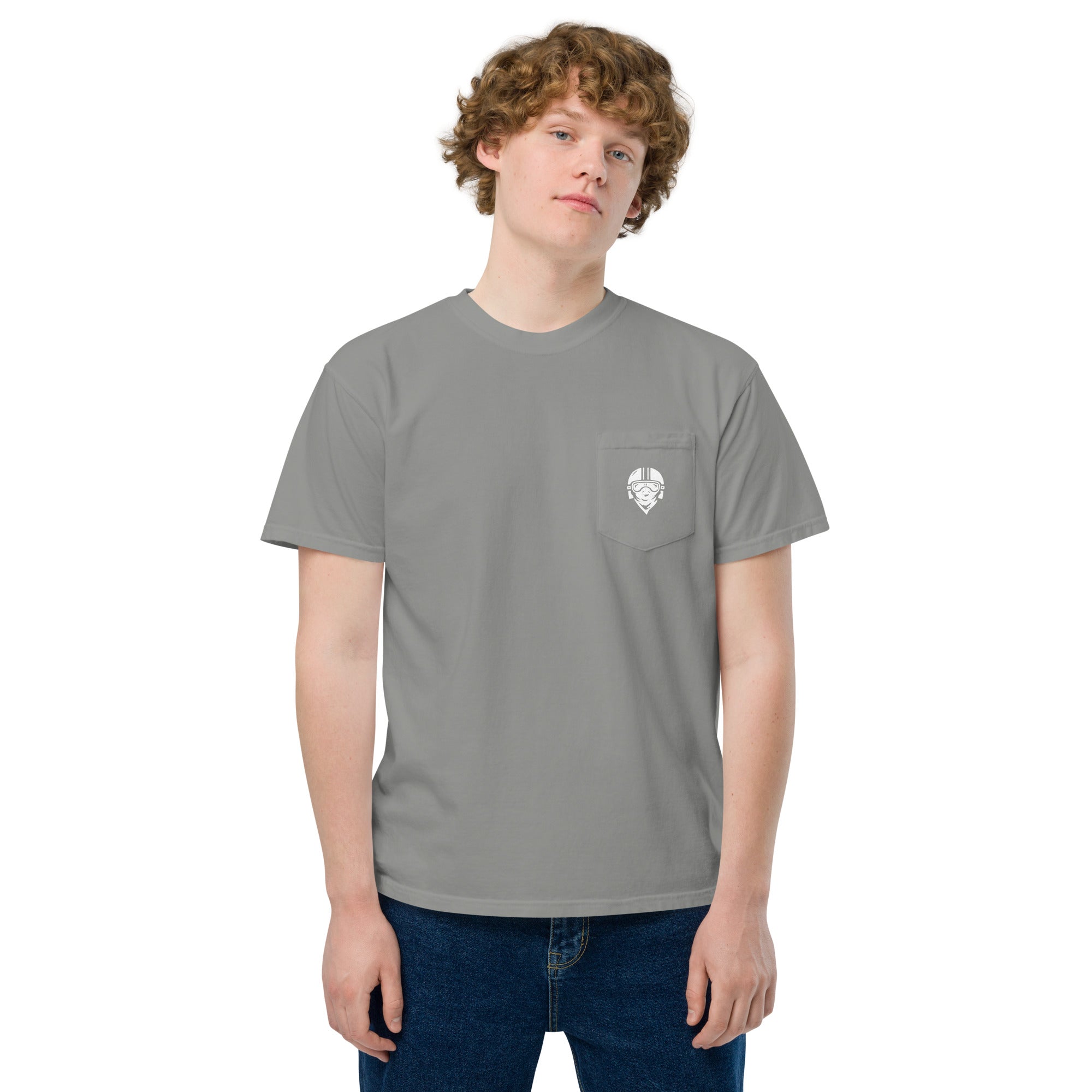 Unisex garment-dyed pocket t-shirt with Rider Logo