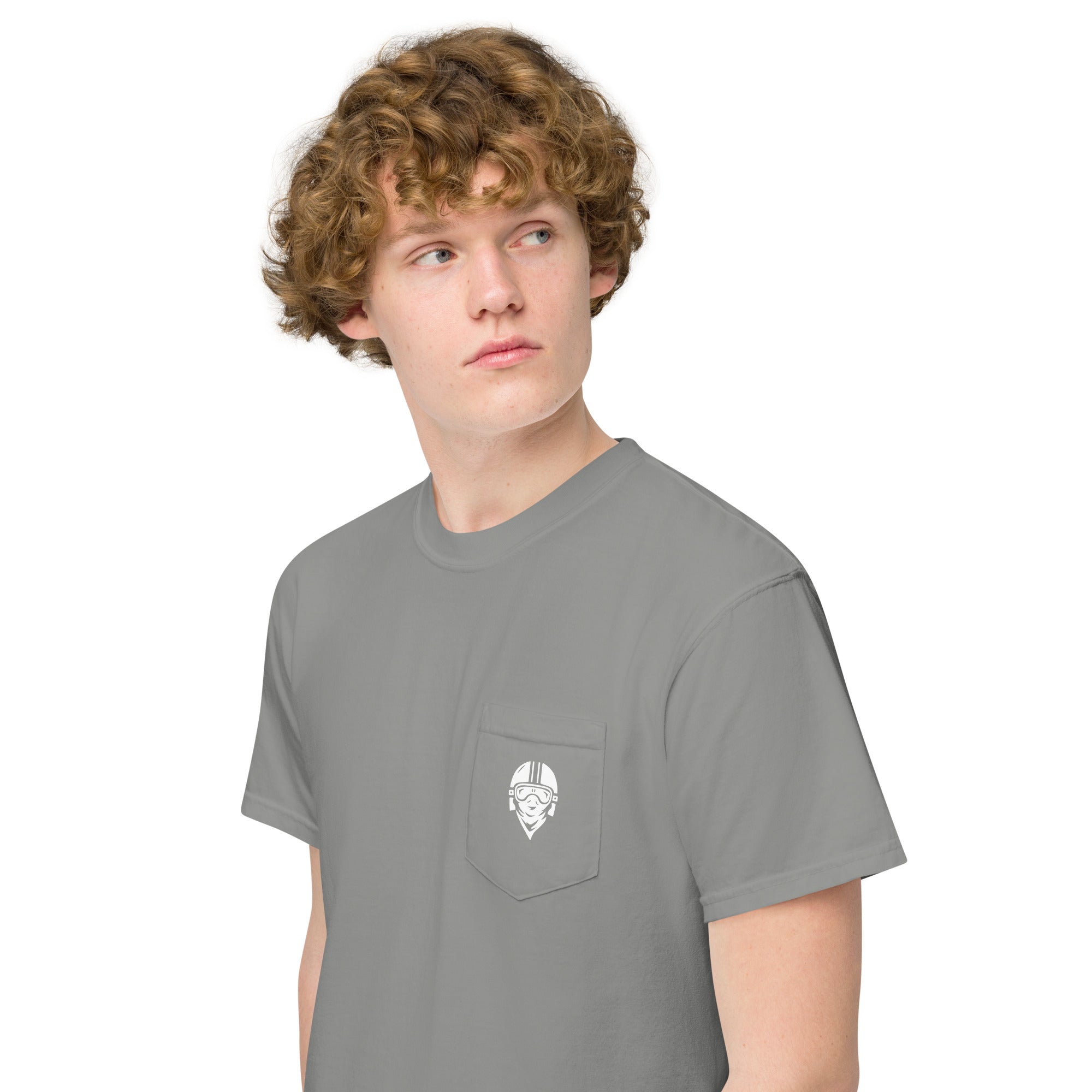 Unisex garment-dyed pocket t-shirt with Rider Logo