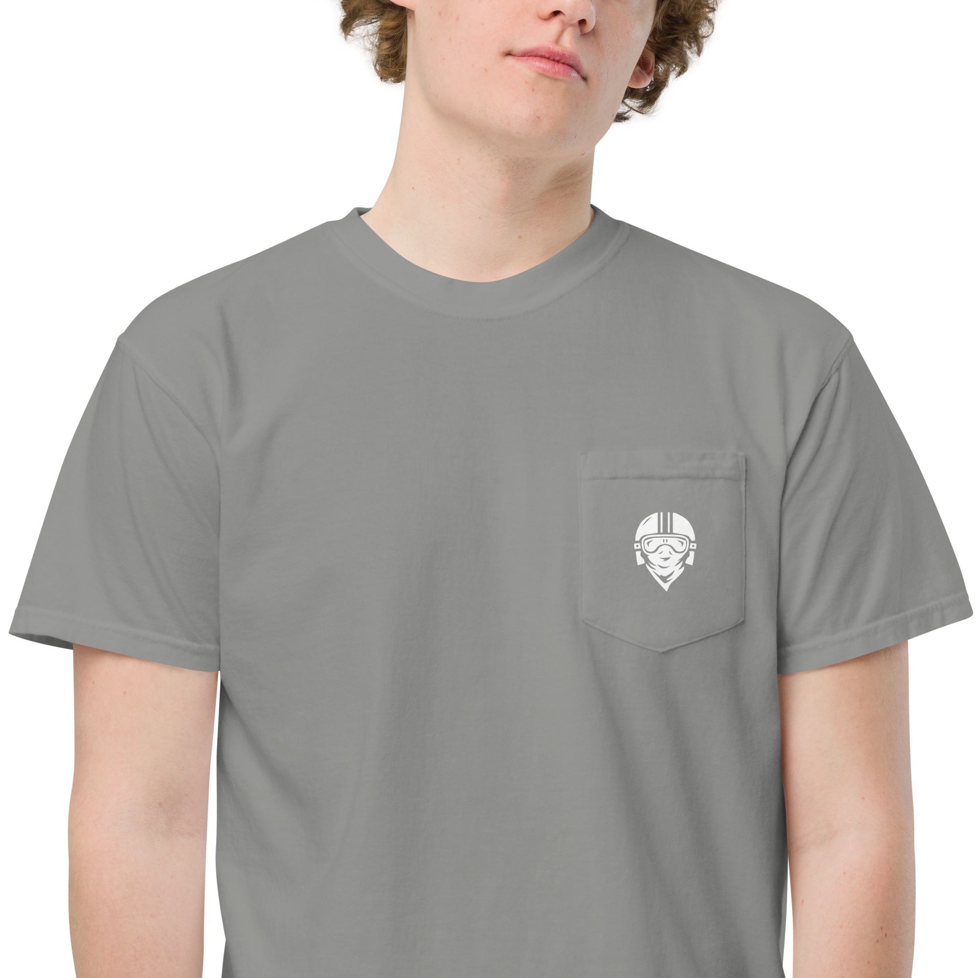 Unisex garment-dyed pocket t-shirt with Rider Logo