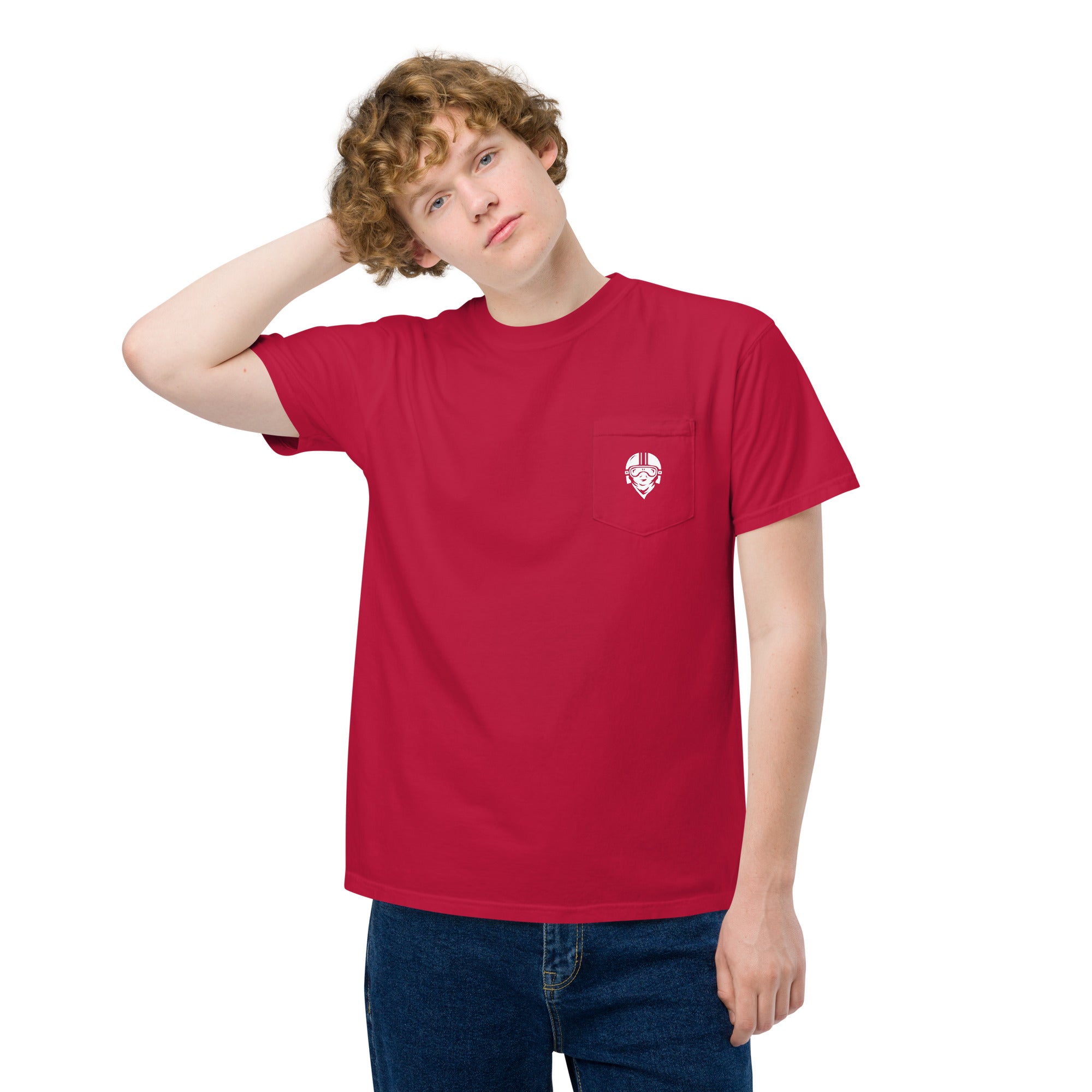 Unisex garment-dyed pocket t-shirt with Rider Logo