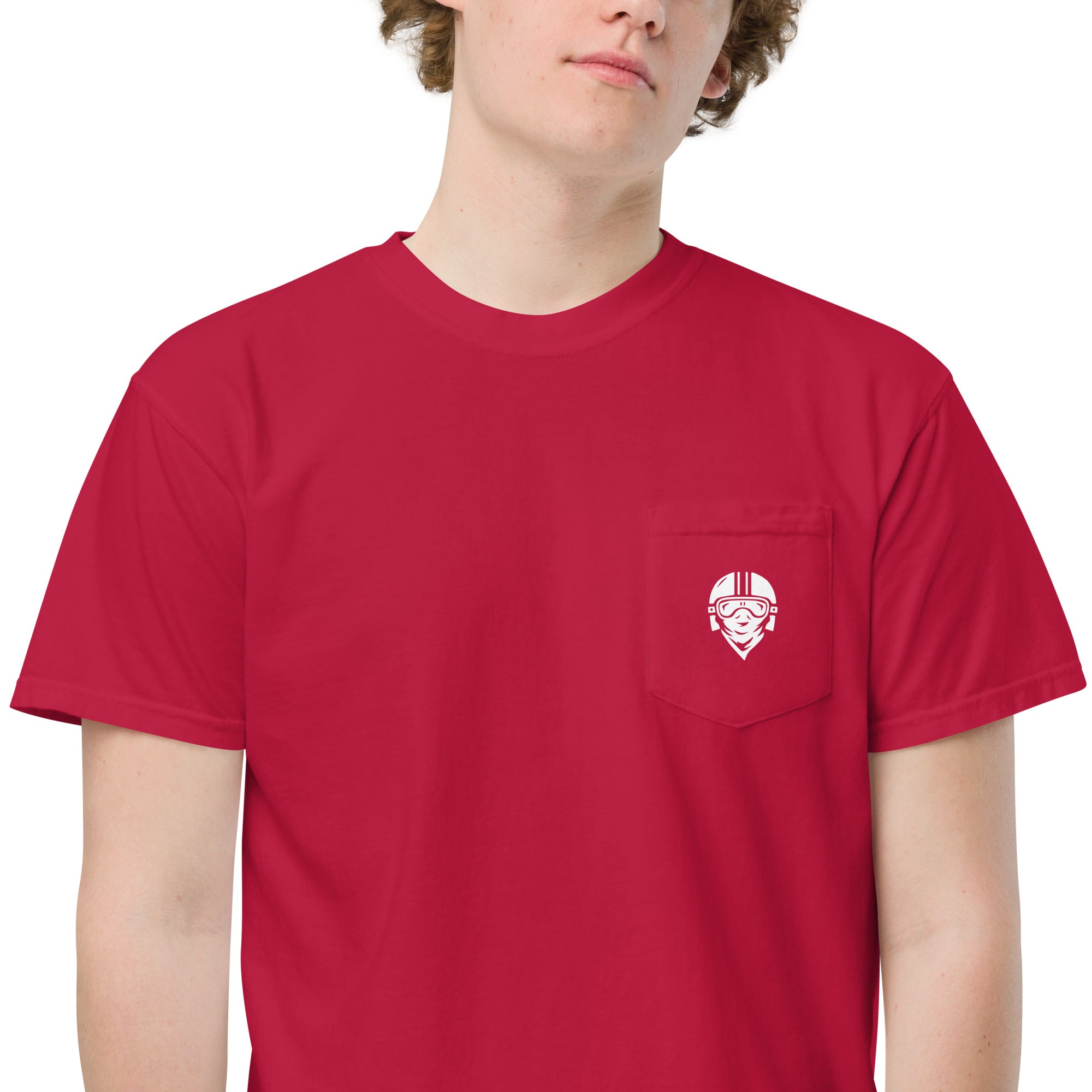 Unisex garment-dyed pocket t-shirt with Rider Logo